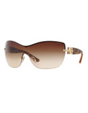 Versace Crystal Treasure Greca Shield Sunglasses - GOLD BROWN