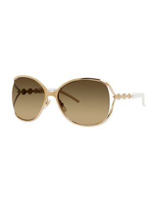Gucci Linked Chain 60mm Oversized Sunglasses - GOLD