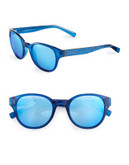 Calvin Klein 50mm R692S Wayfarer Sunglasses - CRYSTAL BLUE/BLUE MIRRORED LENSES