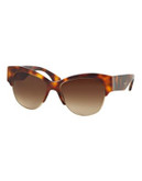 Prada 56mm Semi-Rimless Sunglasses - HAVANA