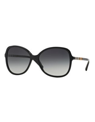 Burberry Check Block 56mm Butterfly Sunglasses - BLACK