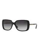 Burberry Check Block 57mm Square Sunglasses - BLACK