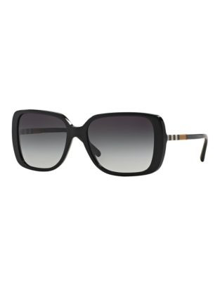 Burberry Check Block 57mm Square Sunglasses - BLACK