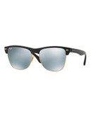 Ray-Ban Flash 57mm Clubmaster Sunglasses - BLACK WITH SILVER MIRRORED LENSES (87730) - MEDIUM
