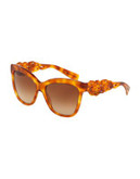 Dolce & Gabbana Catwalk 55mm Square Sunglasses - AMBER