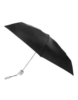 Totes Manual Signature Mini Compact Umbrella - BLACK
