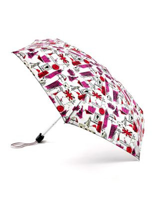 Lulu Guinness Tiny2 Lips Grid Umbrella - LONDON PRINT