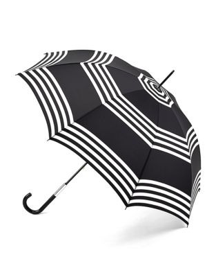 Lulu Guinness Eliza2 Stripes Umbrella - BLACK/WHITE