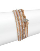 Chan Luu Mixed Bead Leather Wrap Bracelet - WHITE