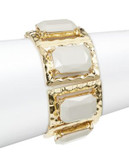 R.J. Graziano Beveled Stone Stretch Bracelet - GOLD/WHITE