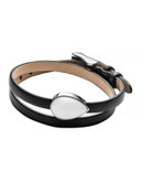 Skagen Denmark Sea Glass Leather Bracelet - BLACK/WHITE