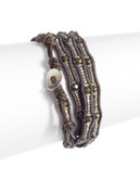 Chan Luu Semi-Precious Beaded Wrap Leather Bracelet - GREY