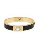 Diane Von Furstenberg Swarovski Stone Hinged Bangle Bracelet - GOLD