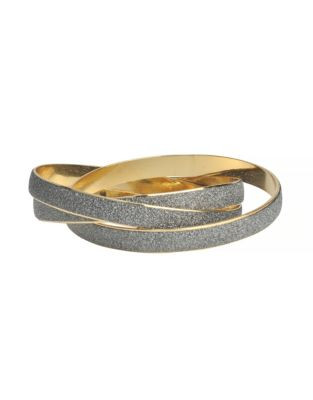 Kensie Glitter Paper Bangle Bracelets - HEMATITE
