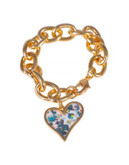 Kensie Curb Chain Bracelet with Heart - GOLD