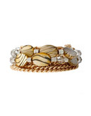 Kenneth Cole New York Natural Wonder Mixed Faceted and Shell Bead Multi Row Stretch Bracelet - GOLD