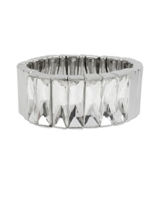Kenneth Cole New York Baguette Stone Stretch Bracelet - WHITE