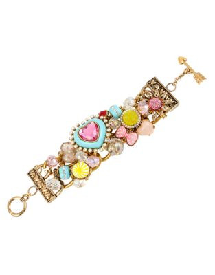 Betsey Johnson Heart and Candy Toggle Bracelet-MULTI - MULTI-COLOURED