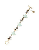 Betsey Johnson Wanderlust Metal Faceted Stone and Flower Toggle Bracelet - MINT GREEN
