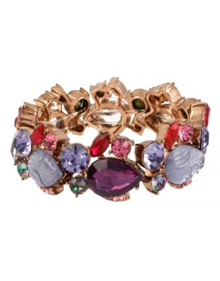 Betsey Johnson Fall Follies Mixed Faceted Stone Stretch Bracelet - ASSORTED