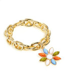 R.J. Graziano Chain Bracelet with Floral Charm - GOLD