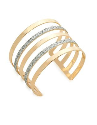 Expression Glitter and Goldtone Cuff Bracelet - GOLD