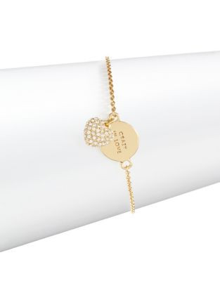 Kate Spade New York Boxed Pave Heart Charm Bracelet - GOLD