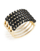 Expression Laced Hinged Cuff Bracelet - BLACK