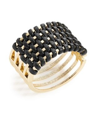 Expression Laced Hinged Cuff Bracelet - BLACK