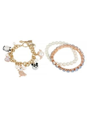 Betsey Johnson Pearl Critters Charm Bracelet Set - ASSORTED