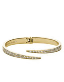 Michael Kors Gold Tone Clear Pave On Matchstick Hinge Open Cuff - GOLD