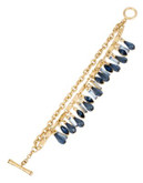 Kenneth Cole New York Blue Rays Mixed Shaky Faceted Stone Toggle Bracelet - BLUE
