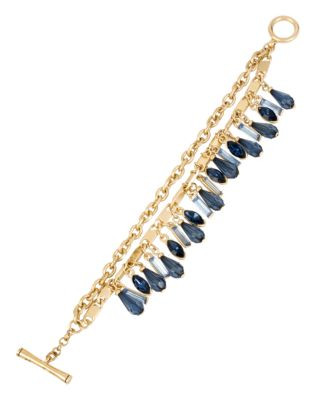 Kenneth Cole New York Blue Rays Mixed Shaky Faceted Stone Toggle Bracelet - BLUE