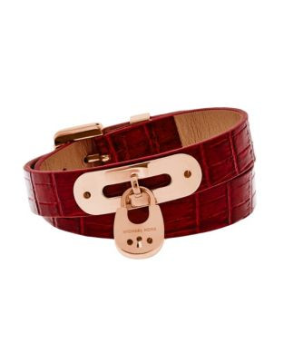 Michael Kors Leather Double Wrap Bracelet - RED