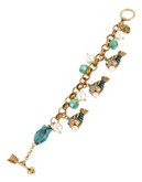 Betsey Johnson Into the Blue Faux Pearl Fish Charm Toggle Bracelet - BLUE
