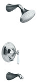 Finial Traditional Rite-Temp Pressure-Balancing Bath And Shower Faucet Trim, Valve Not Included in Polished Chrome