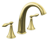 Finial Traditional Deck-Mount High-Flow Bath Faucet Trim, Valve Not Included in Vibrant Polished Brass