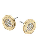 Michael Kors Gold Tone Logo With Clear Pave Center Stud Earring - GOLD