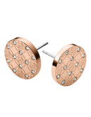 Michael Kors Gold Tone Clear Stones MK Etched Monogram Stud Earring - ROSE GOLD