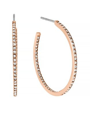 Michael Kors Brilliance Statement Rose Gold Clear Small Hoop Earring - ROSE GOLD