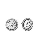 Michael Kors Logo Pave Earrings - SILVER