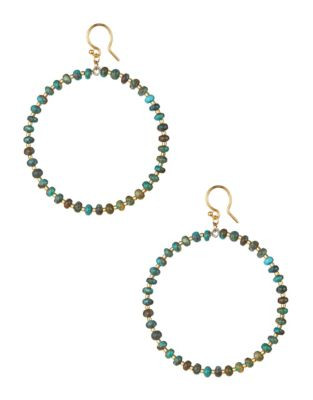 Chan Luu Turquoise Bead Hoop Earrings - BLUE