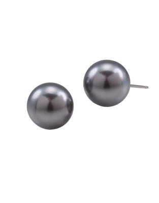 Carolee 12mm Charcoal Pearl Stud Earrings - CHARCOAL