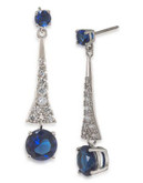 Carolee The Carly Royal Blue Drop Pierced Earrings Silver Tone Crystal Drop Earring - BLUE