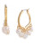 Carolee Gemstone Garden Beaded Hoop Pierced Gold Tone Earring - PINK