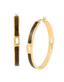 Diane Von Furstenberg Twigs and Links Cut-Out Link Oval Hoop Earring - WOOD