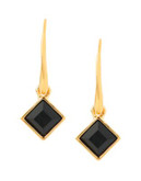 Diane Von Furstenberg Cubism Black Swarovski Geometric Stone Drop Earring - BLACK