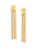 Diane Von Furstenberg Cubism Geometric Stone Multi Chain Tassel Gold Earring - GOLD