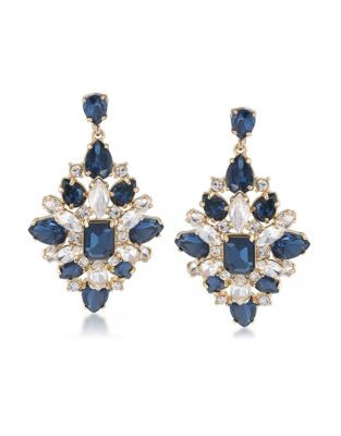 Carolee Crystal Cluster Drop Earrings - DARK BLUE