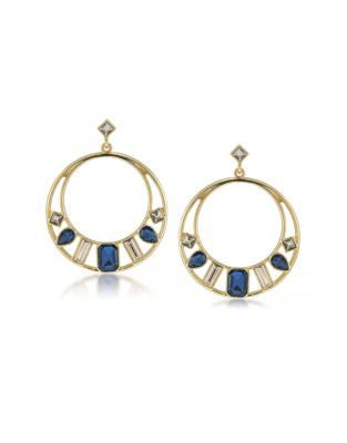 Carolee Geometric Crystal Hoop Earrings - DARK BLUE